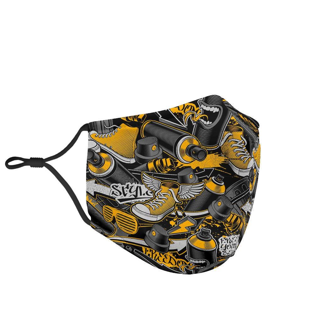 Graffiti Spray Pattern Print Face Mask-grizzshop