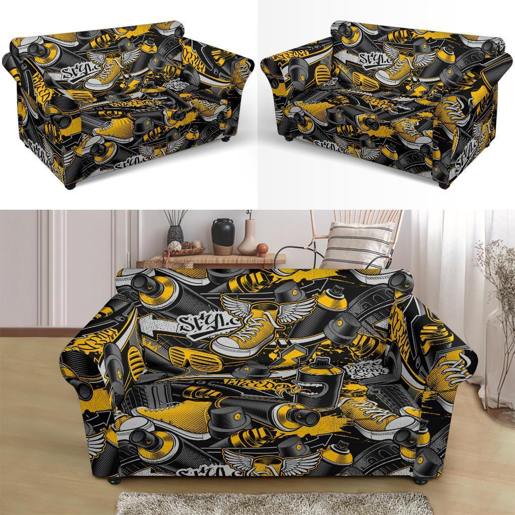 Graffiti Spray Pattern Print Loveseat Cover-grizzshop