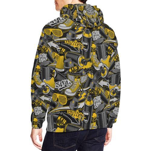 Graffiti Spray Pattern Print Men Pullover Hoodie-grizzshop