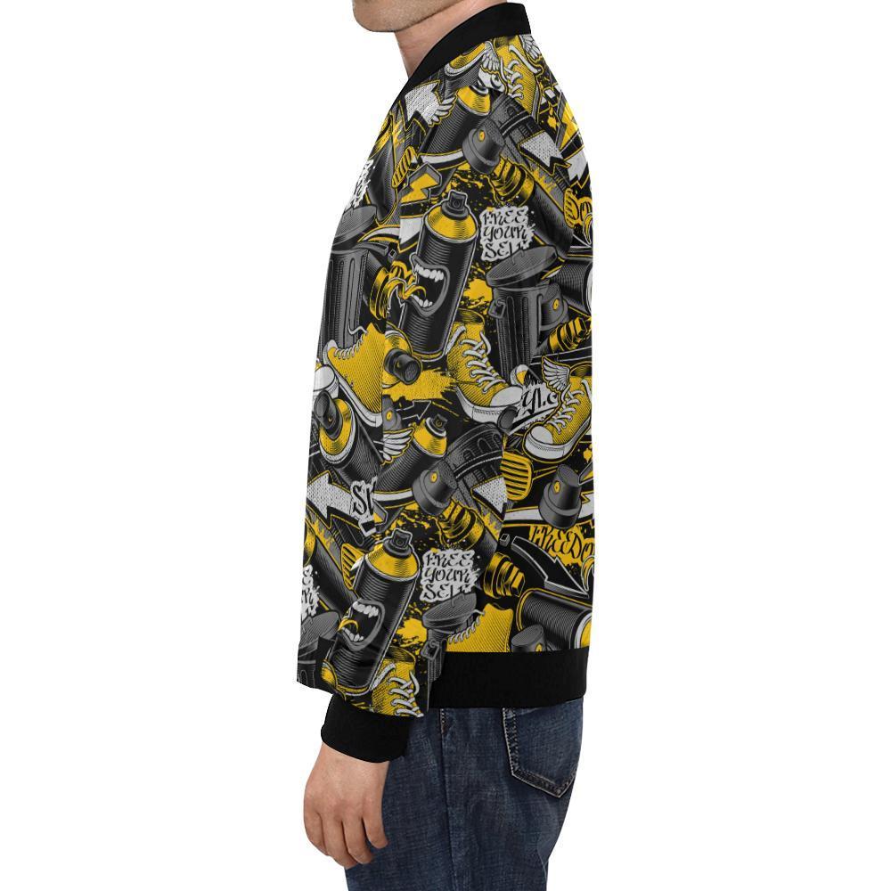 Graffiti Spray Pattern Print Men's Bomber Jacket-grizzshop