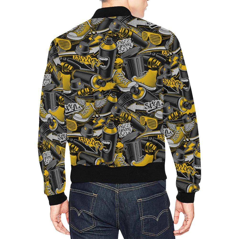 Graffiti Spray Pattern Print Men's Bomber Jacket-grizzshop