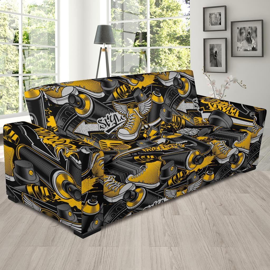 Graffiti Spray Pattern Print Sofa Covers-grizzshop