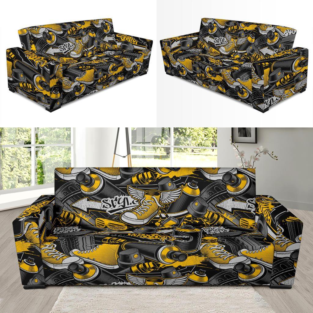 Graffiti Spray Pattern Print Sofa Covers-grizzshop