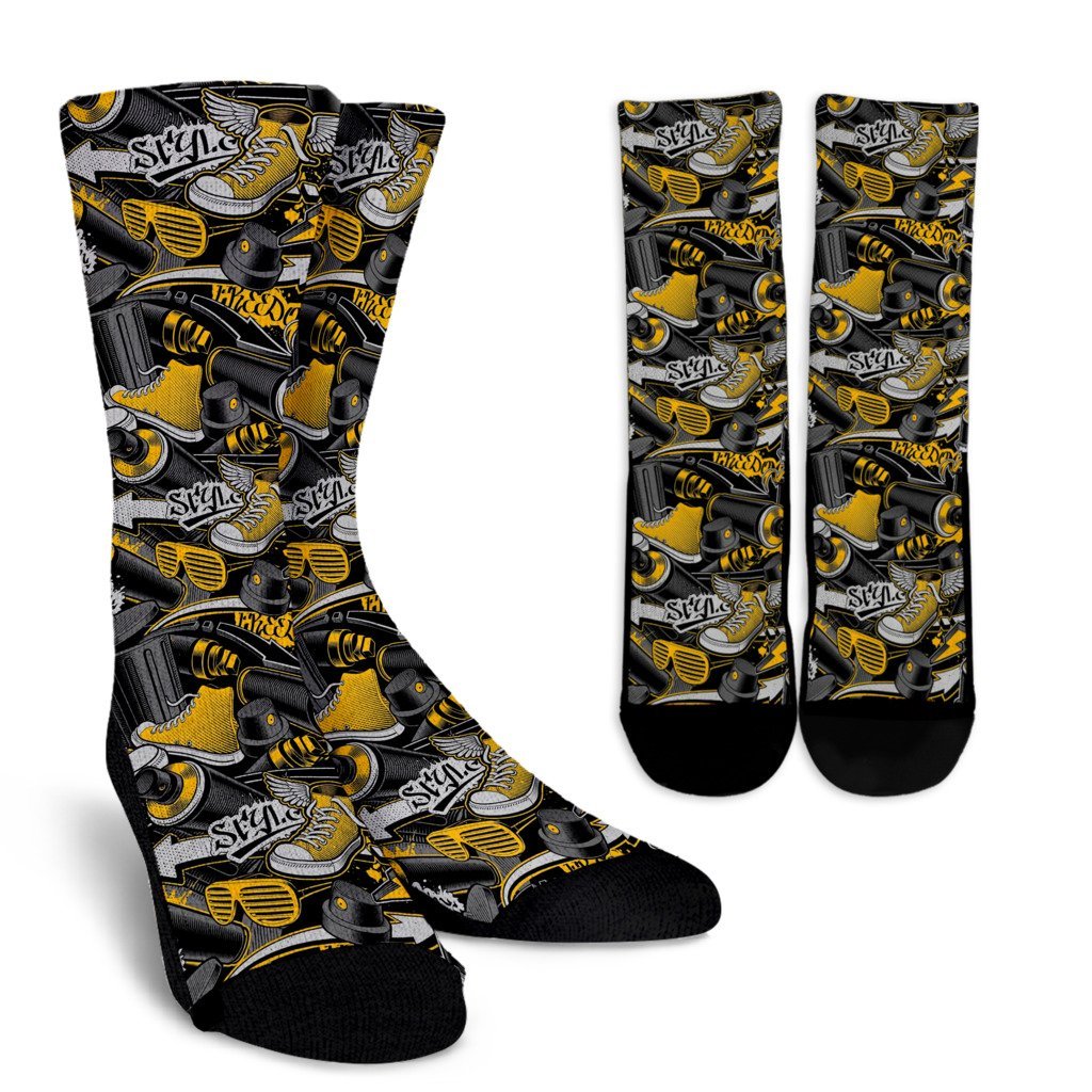 Graffiti Spray Pattern Print Unisex Crew Socks-grizzshop