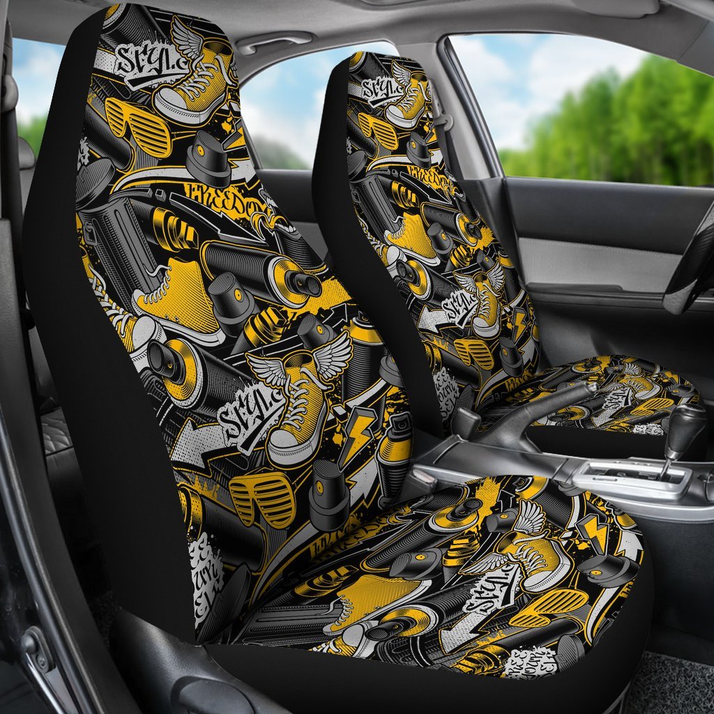 Graffiti Spray Pattern Print Universal Fit Car Seat Cover-grizzshop