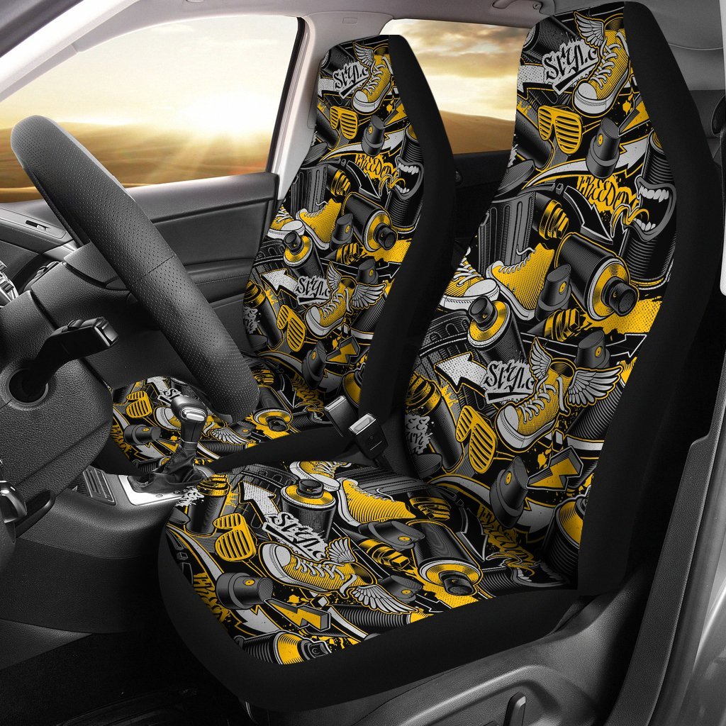 Graffiti Spray Pattern Print Universal Fit Car Seat Cover-grizzshop