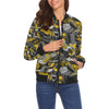 Graffiti Spray Pattern Print Women Casual Bomber Jacket-grizzshop