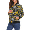 Graffiti Spray Pattern Print Women Casual Bomber Jacket-grizzshop