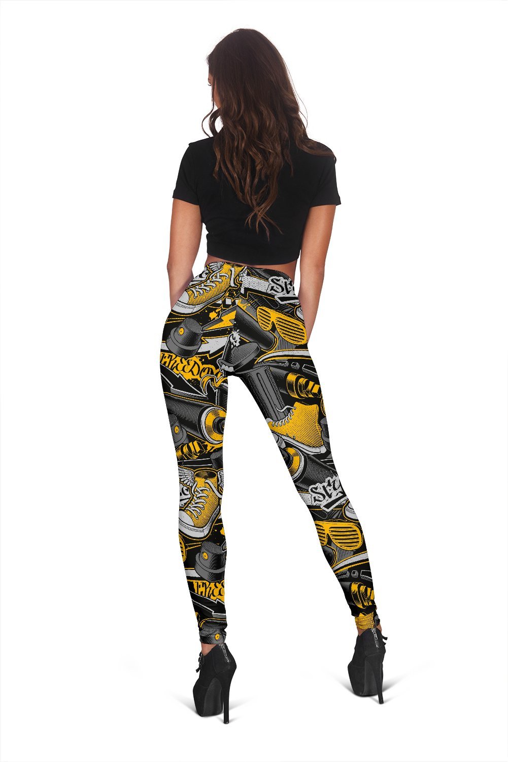 Graffiti Spray Pattern Print Women Leggings-grizzshop
