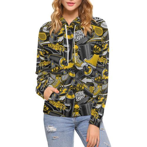 Graffiti Spray Pattern Print Women Pullover Hoodie-grizzshop