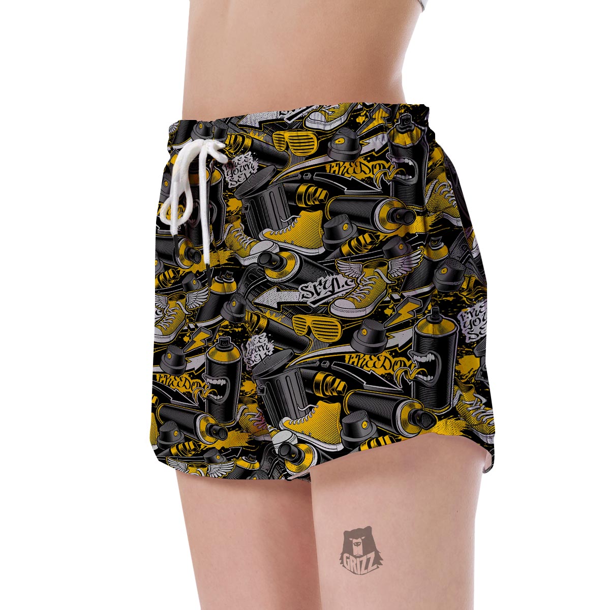Graffiti Spray Pattern Print Women's Shorts-grizzshop