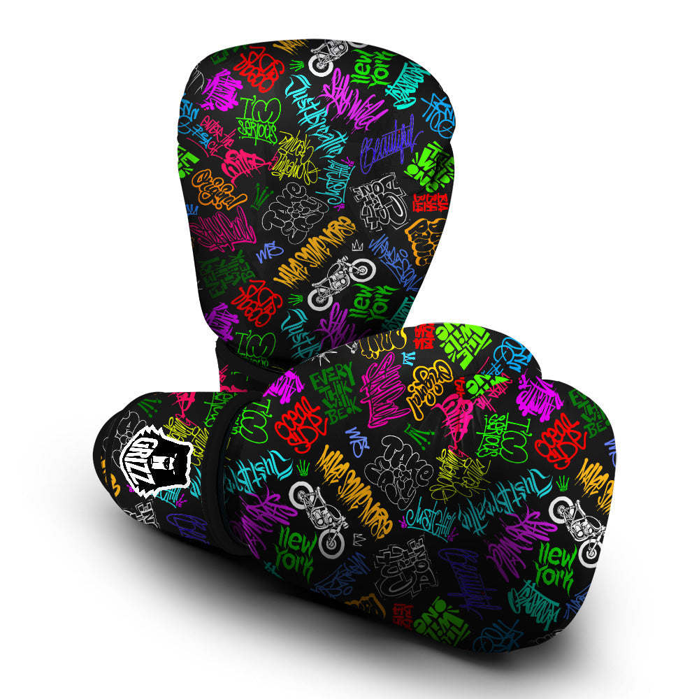 Graffiti Text Colorful Urban Elements Print Pattern Boxing Gloves-grizzshop