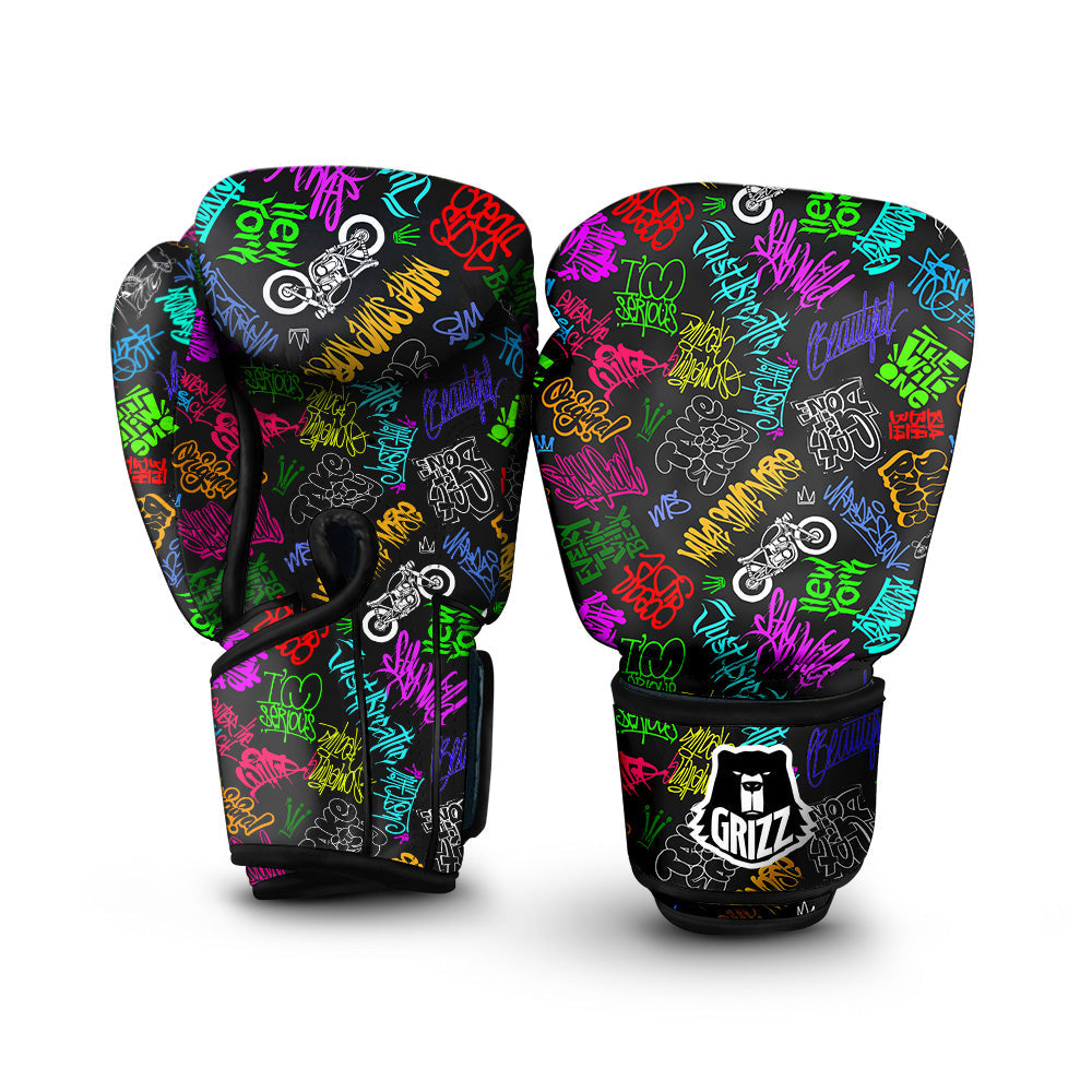 Graffiti Text Colorful Urban Elements Print Pattern Boxing Gloves-grizzshop