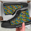 Graffiti Text Print Pattern Black High Top Shoes-grizzshop