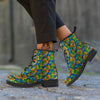 Graffiti Text Print Pattern Leather Boots-grizzshop