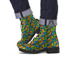 Graffiti Text Print Pattern Leather Boots-grizzshop