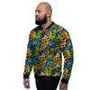 Graffiti Text Print Pattern Men's Bomber Jacket-grizzshop