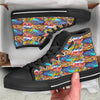 Graffiti Wall Print Black High Top Shoes-grizzshop