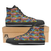 Graffiti Wall Print Black High Top Shoes-grizzshop