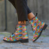 Graffiti Wall Print Leather Boots-grizzshop