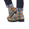 Graffiti Wall Print Leather Boots-grizzshop