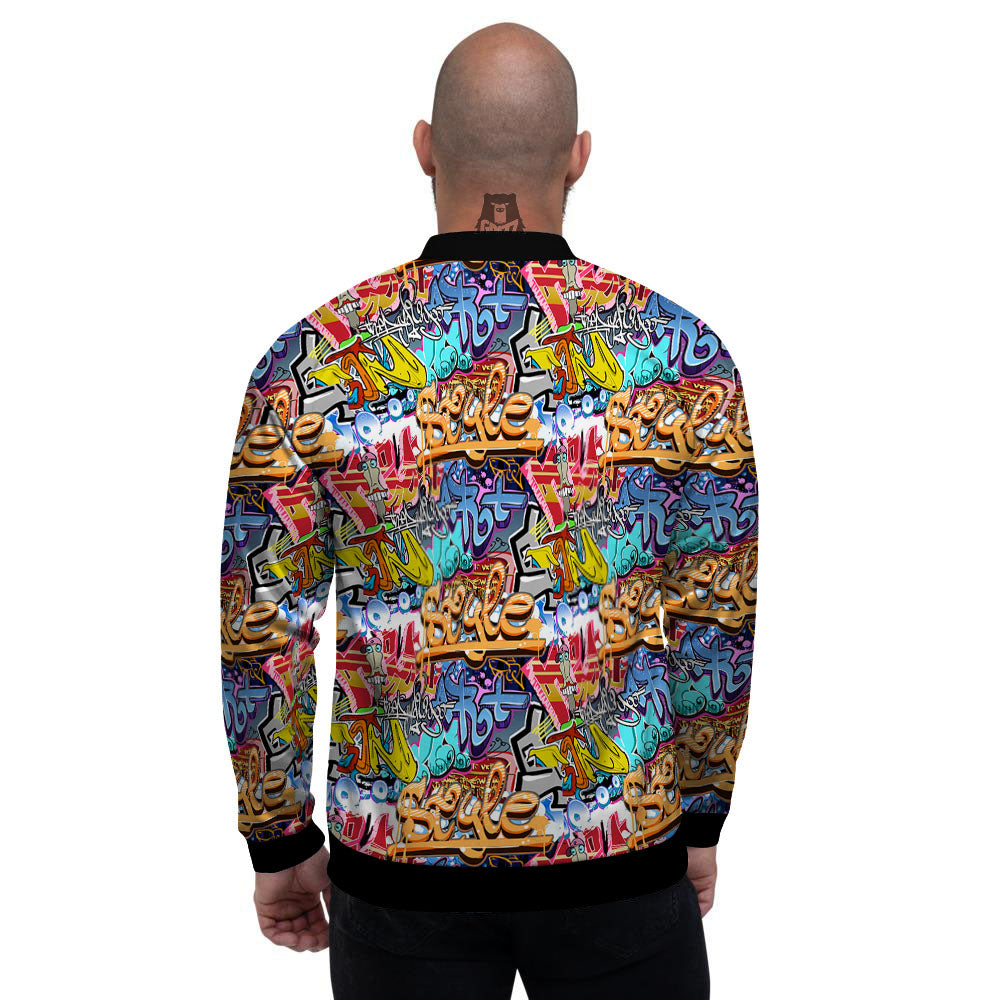 Graffiti Wall Print Men's Bomber Jacket-grizzshop