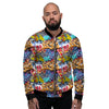 Graffiti Wall Print Men's Bomber Jacket-grizzshop