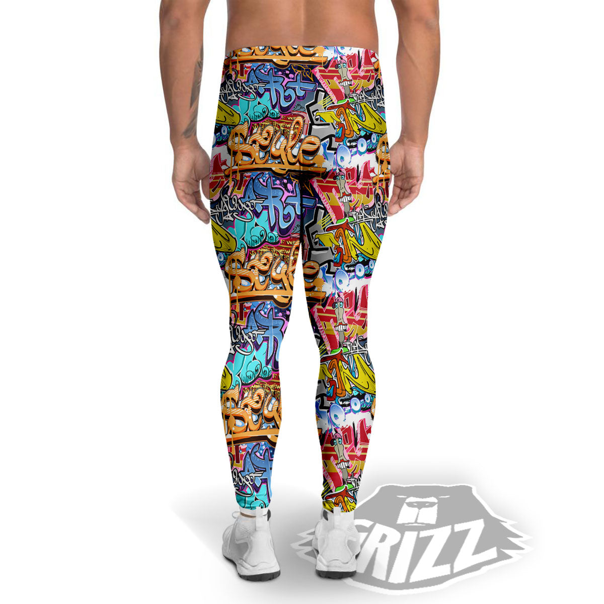 Graffiti Wall Print Men's Leggings-grizzshop