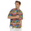 Graffiti Wall Print Men's Short Sleeve Shirts-grizzshop