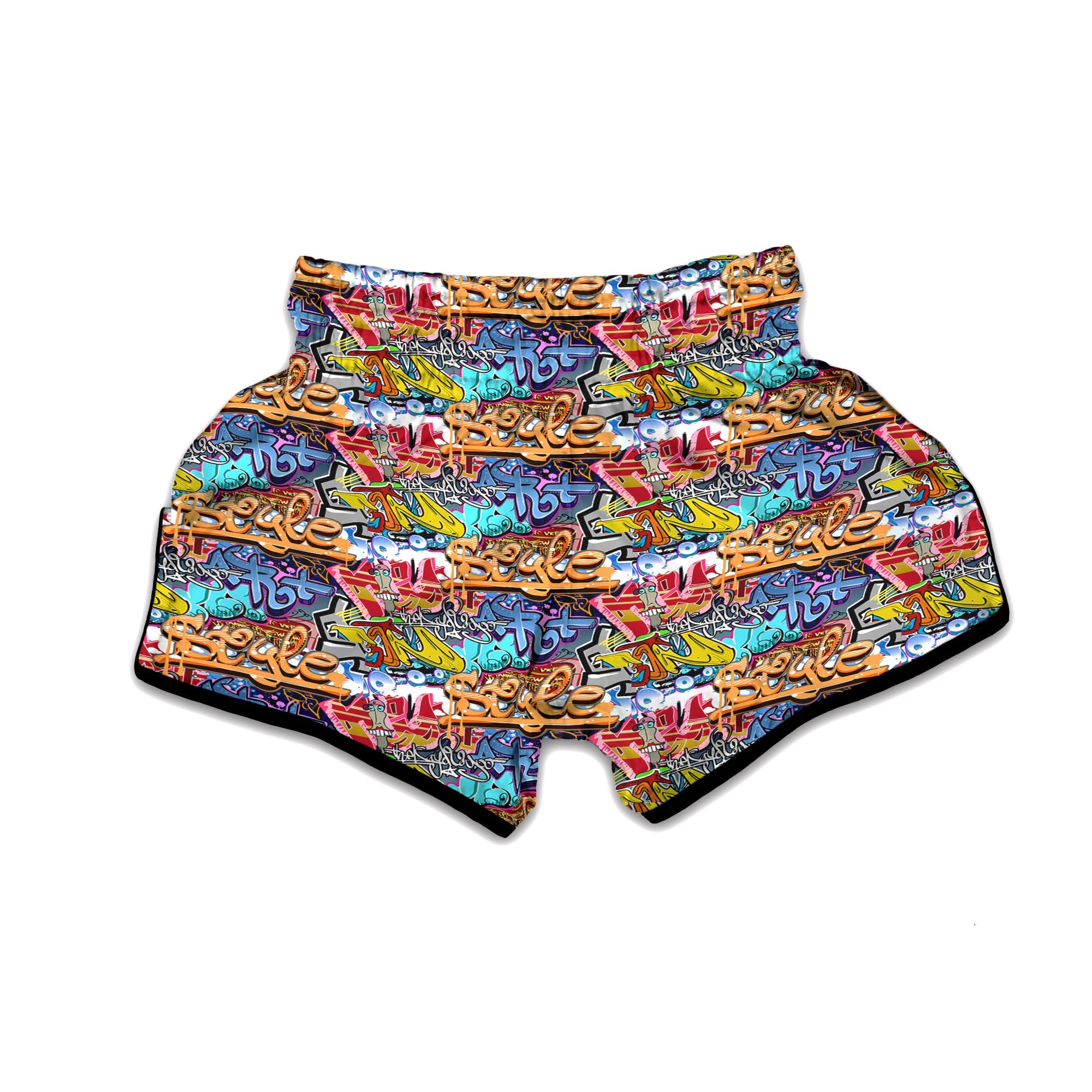 Graffiti Wall Print Muay Thai Boxing Shorts-grizzshop