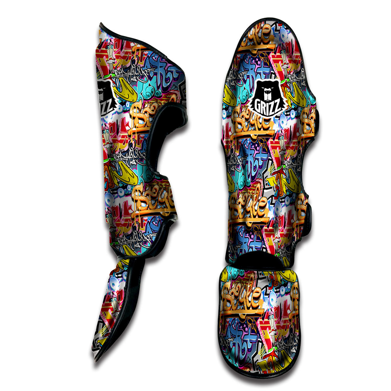 Graffiti Wall Print Muay Thai Shin Guards-grizzshop