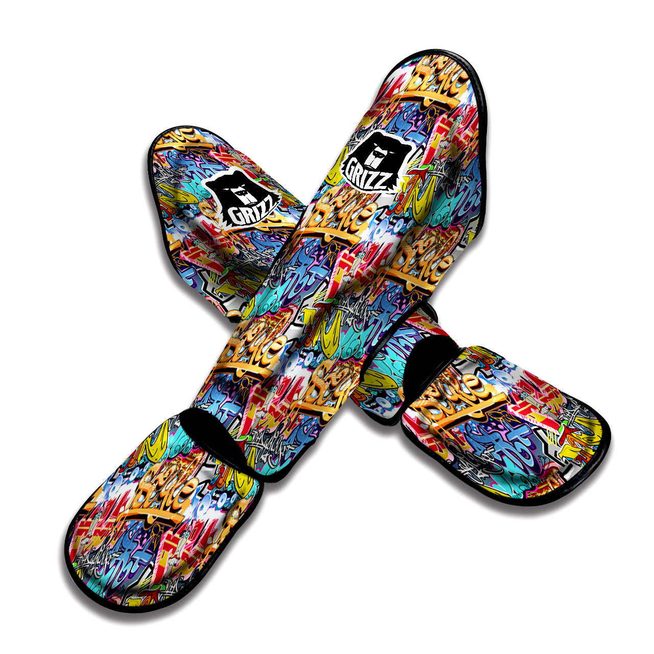 Graffiti Wall Print Muay Thai Shin Guards-grizzshop