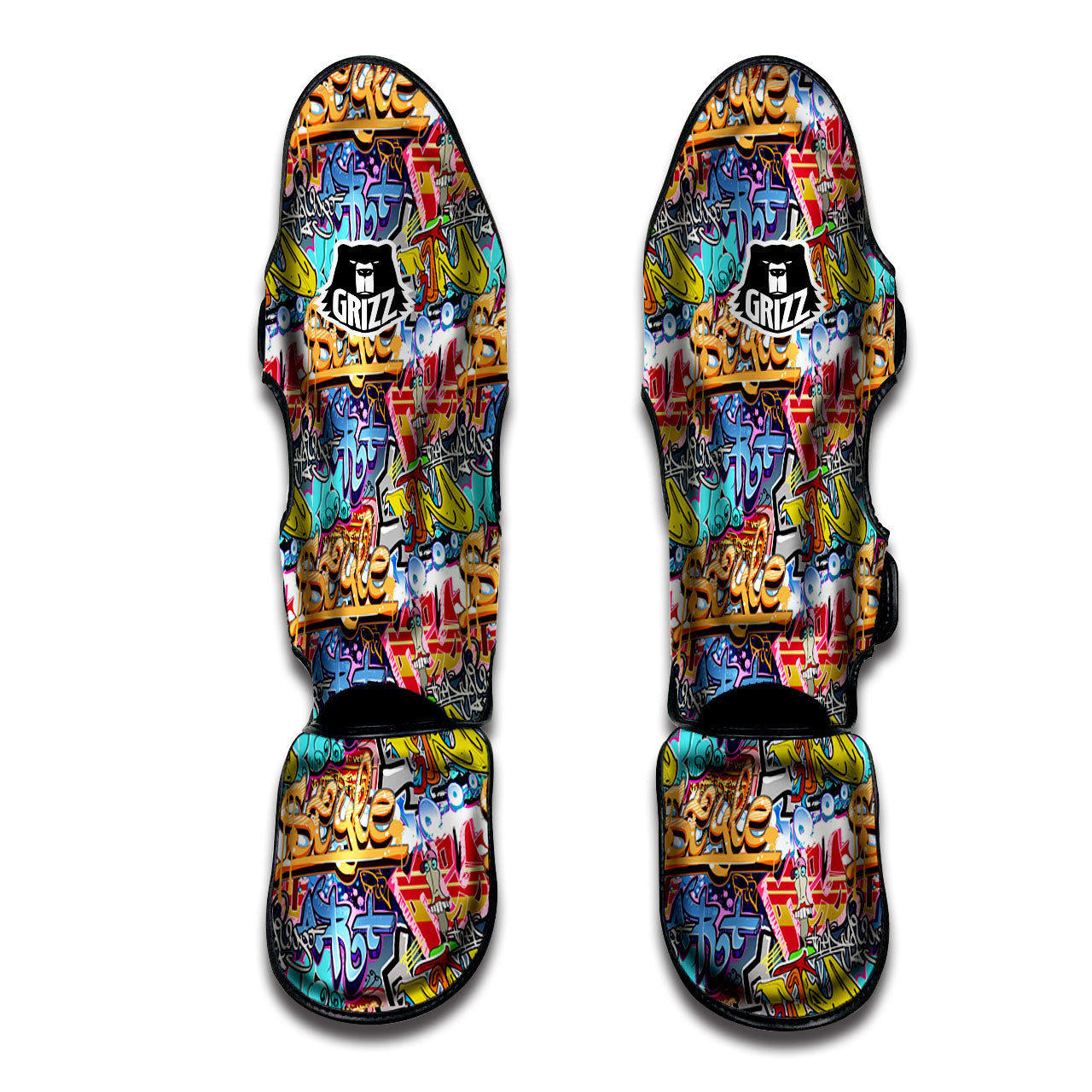 Graffiti Wall Print Muay Thai Shin Guards-grizzshop