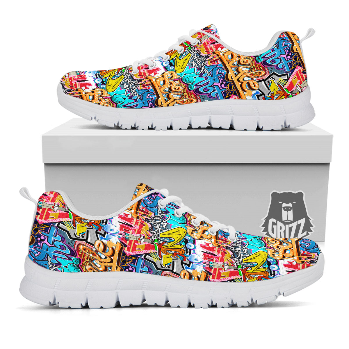 Graffiti Wall Print White Sneaker-grizzshop