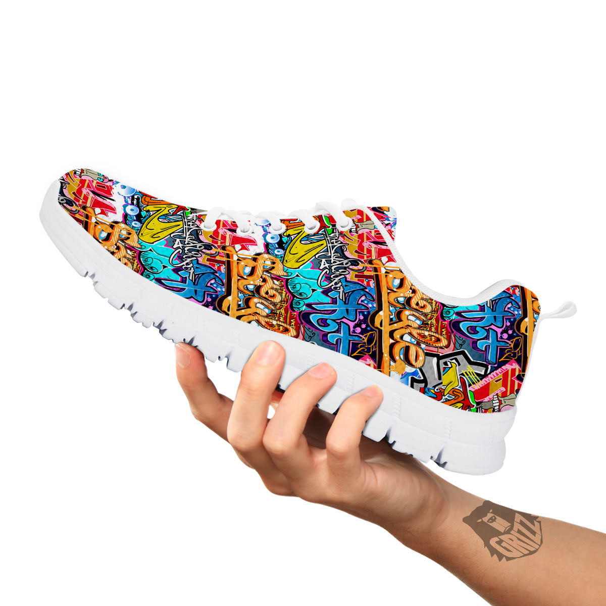 Graffiti Wall Print White Sneaker-grizzshop