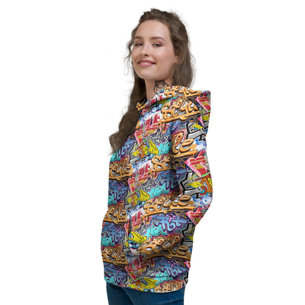 Graffiti Wall Print Women's Hoodie-grizzshop