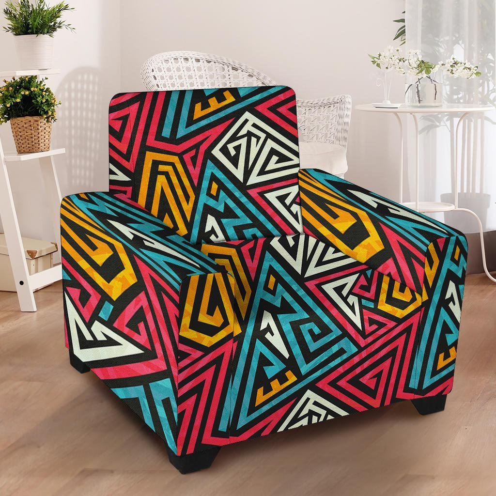 Graffiti geometric seamless pattern Armchair Cover-grizzshop