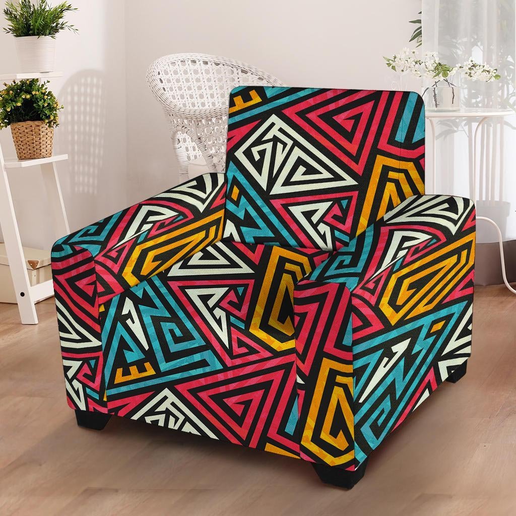 Graffiti geometric seamless pattern Armchair Cover-grizzshop