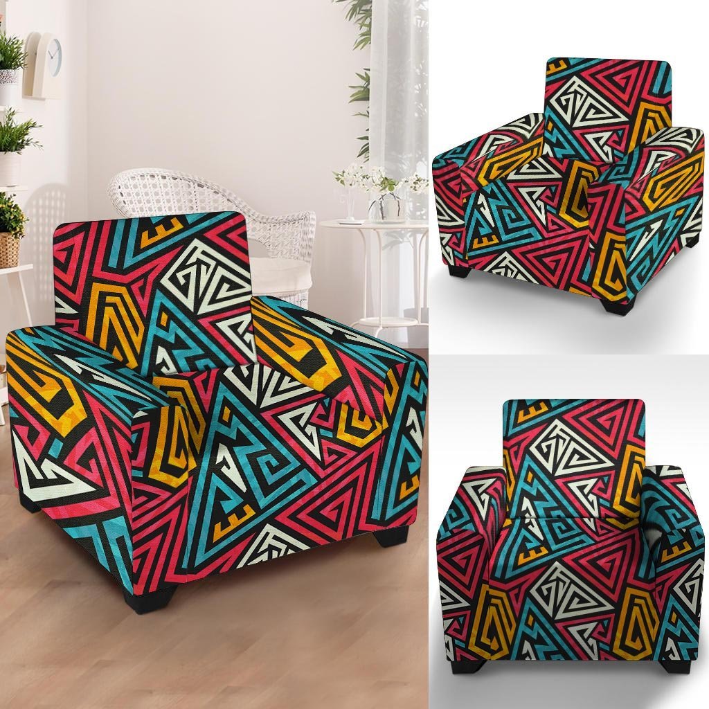 Graffiti geometric seamless pattern Armchair Cover-grizzshop