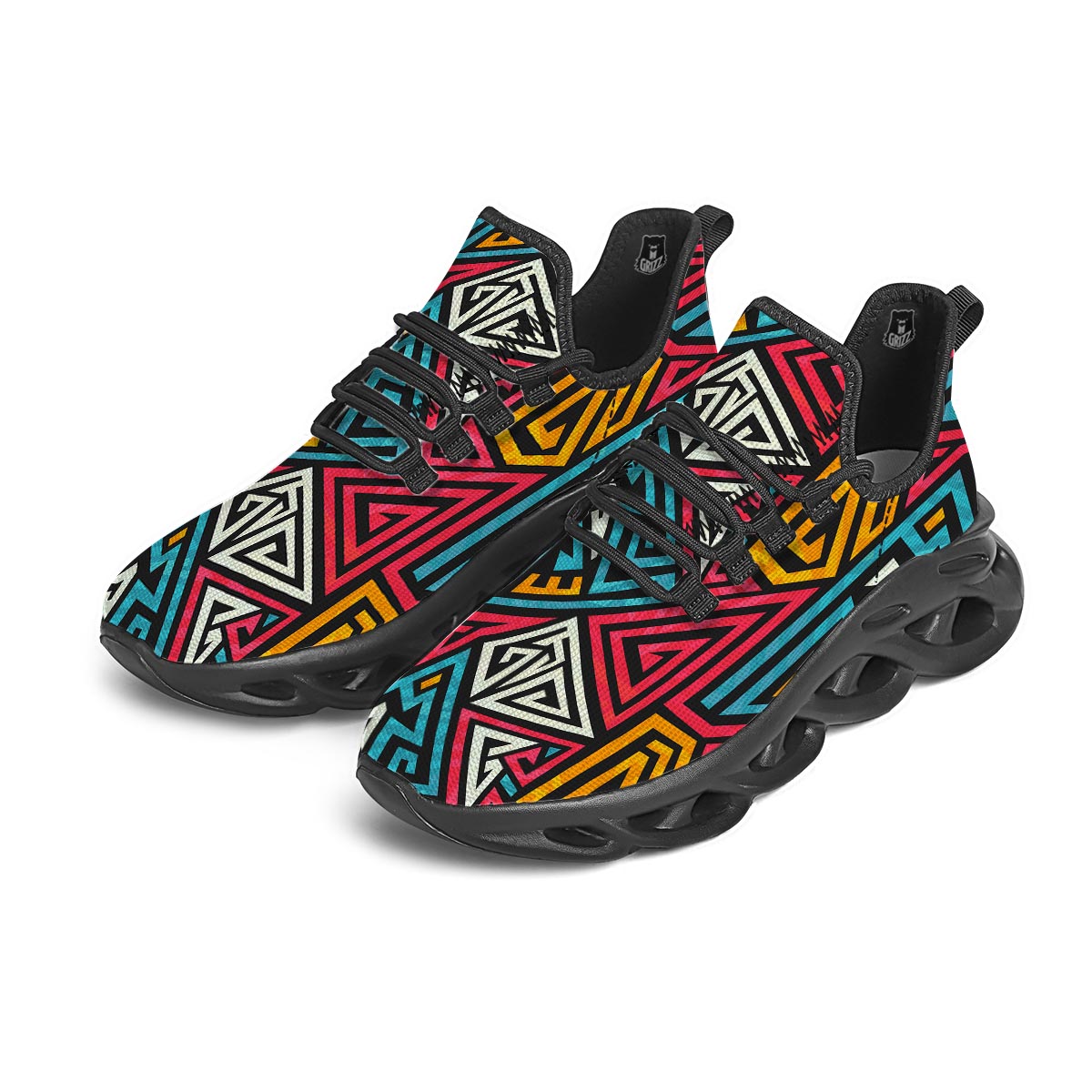 Graffiti geometric seamless pattern Black Running Shoes-grizzshop