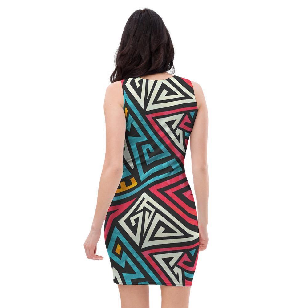 Graffiti geometric seamless pattern Bodycon Dress-grizzshop