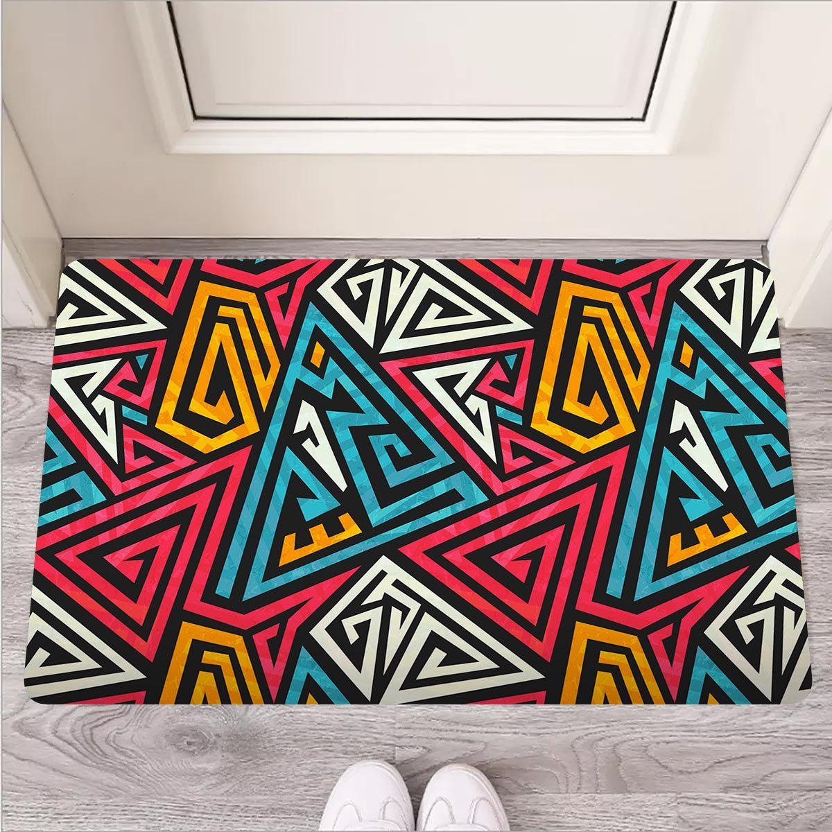 Graffiti geometric seamless pattern Door Mat-grizzshop