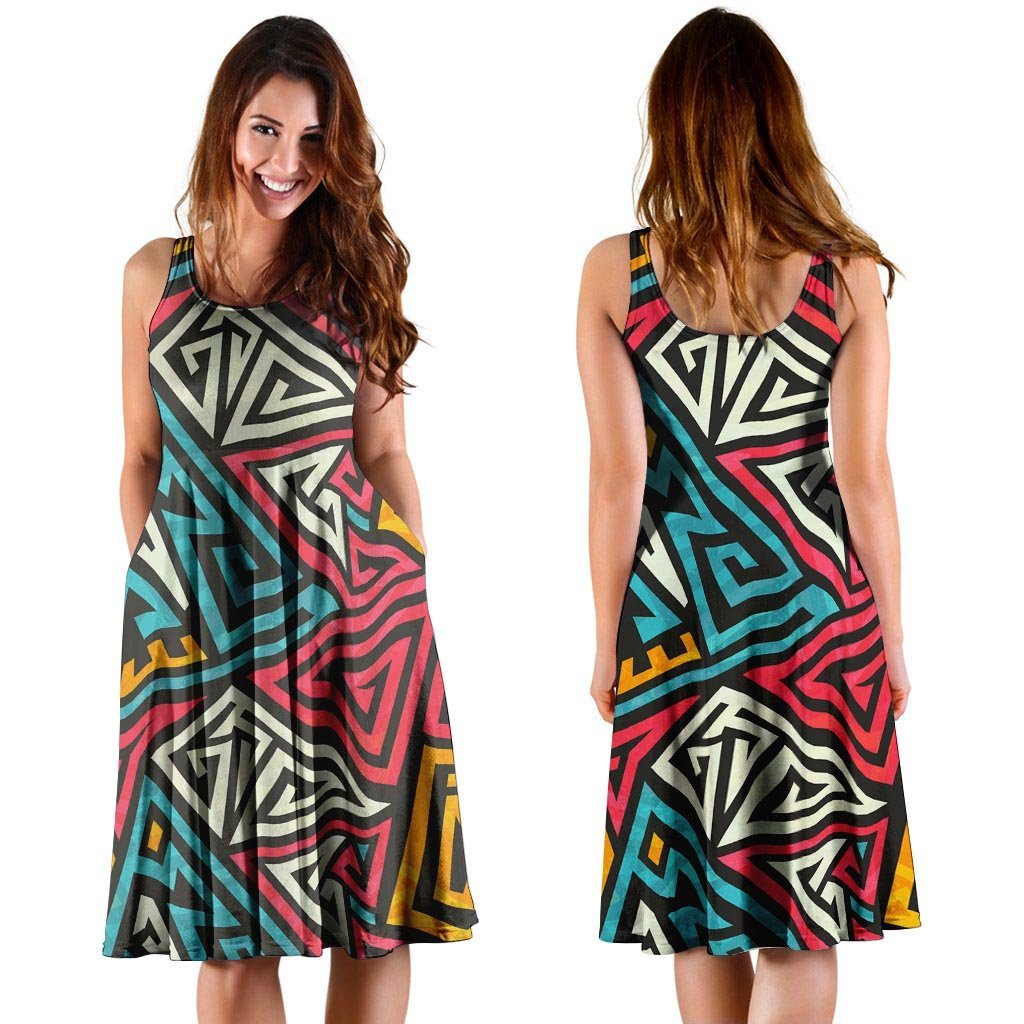 Graffiti geometric seamless pattern Dress-grizzshop