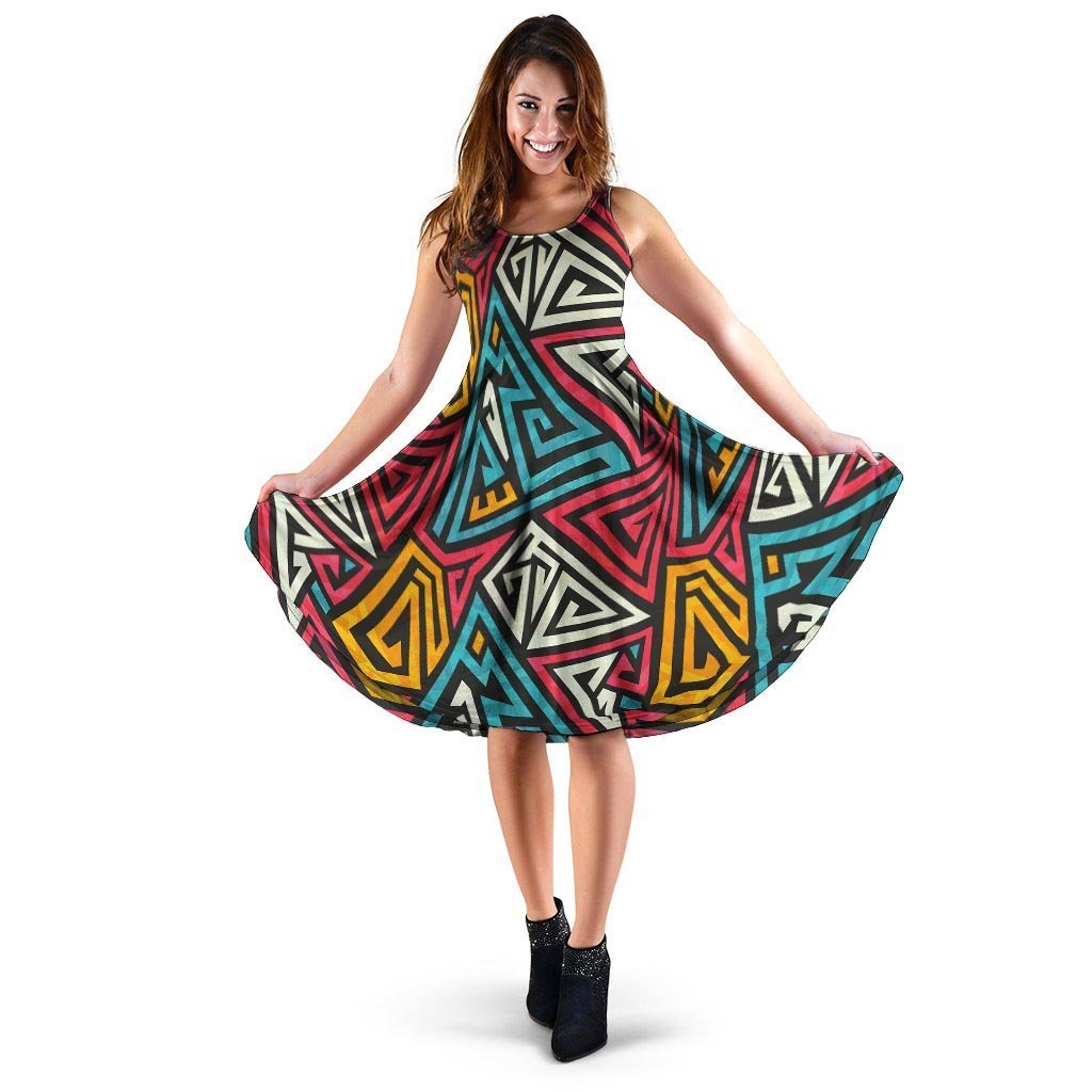 Graffiti geometric seamless pattern Dress-grizzshop