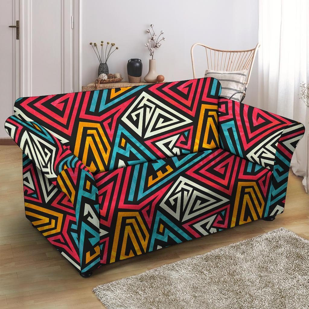 Graffiti geometric seamless pattern Loveseat Cover-grizzshop