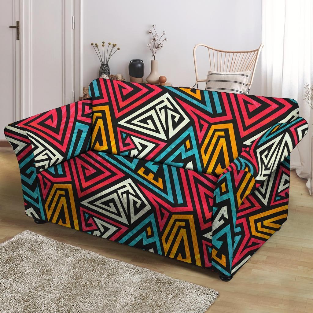 Graffiti geometric seamless pattern Loveseat Cover-grizzshop