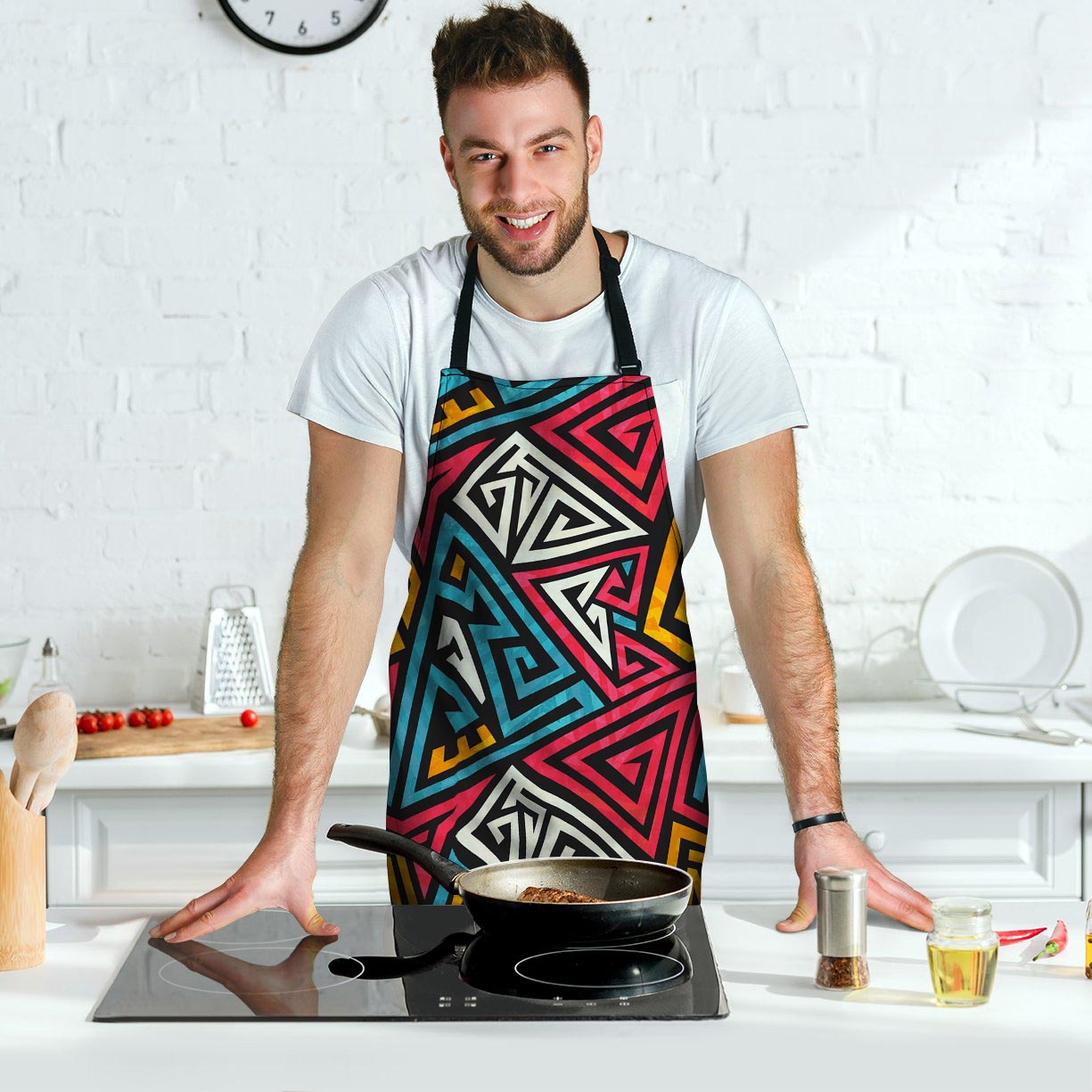 Graffiti geometric seamless pattern Men's Apron-grizzshop