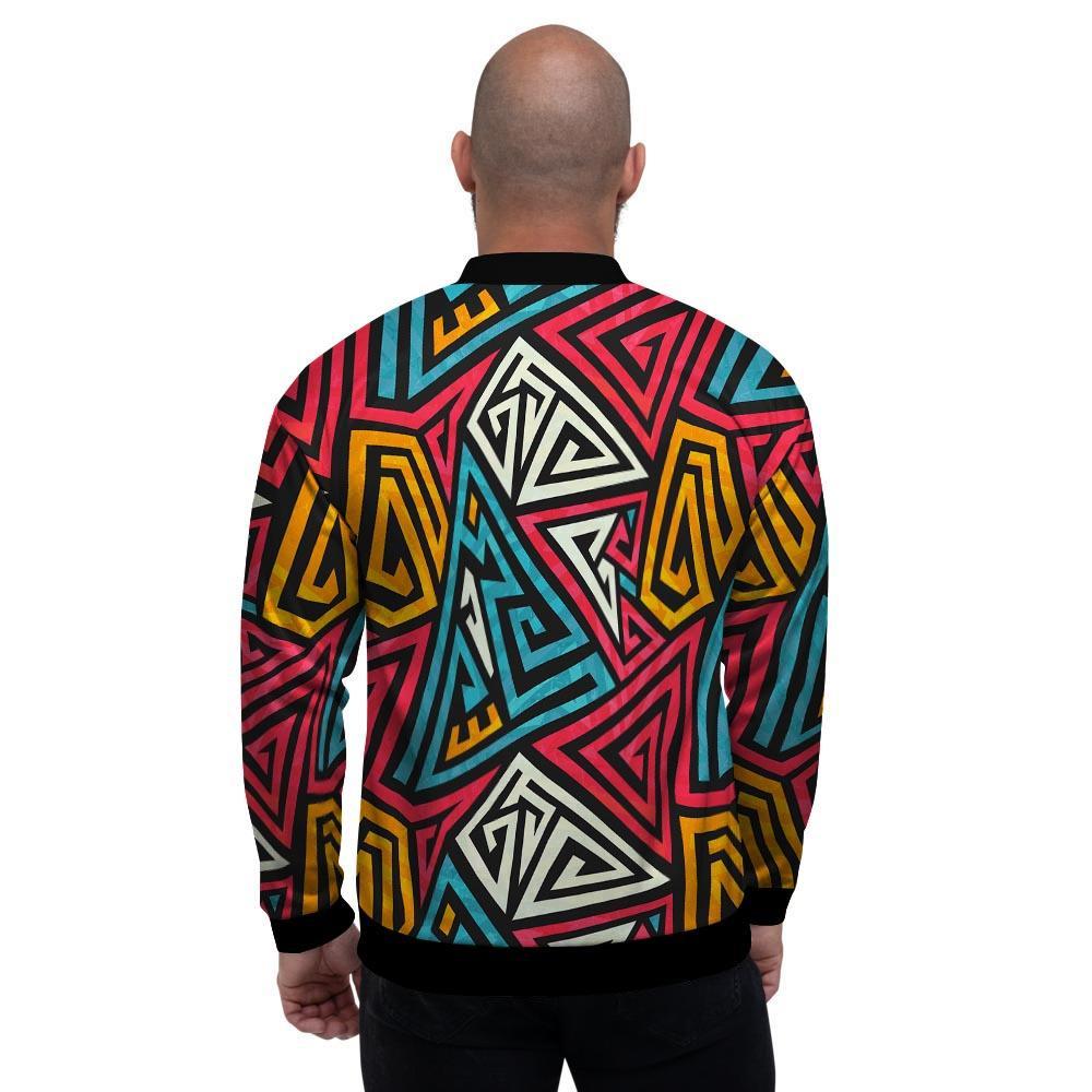 Graffiti geometric seamless pattern Men's Bomber Jacket-grizzshop