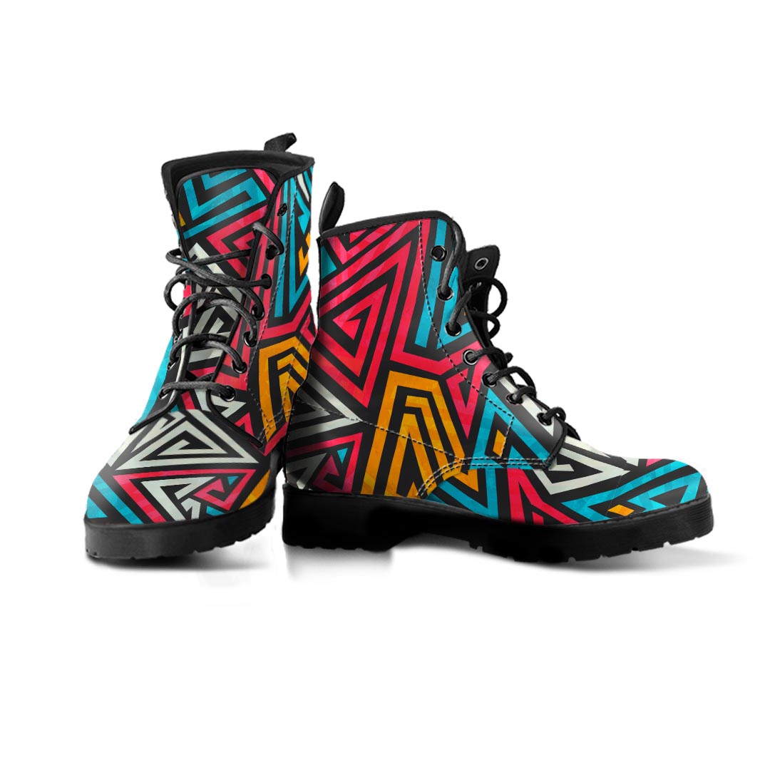 Graffiti geometric seamless pattern Men's Boots-grizzshop