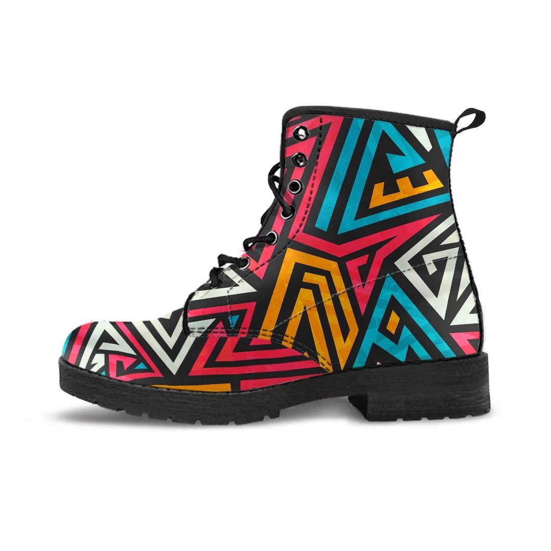 Graffiti geometric seamless pattern Men's Boots-grizzshop